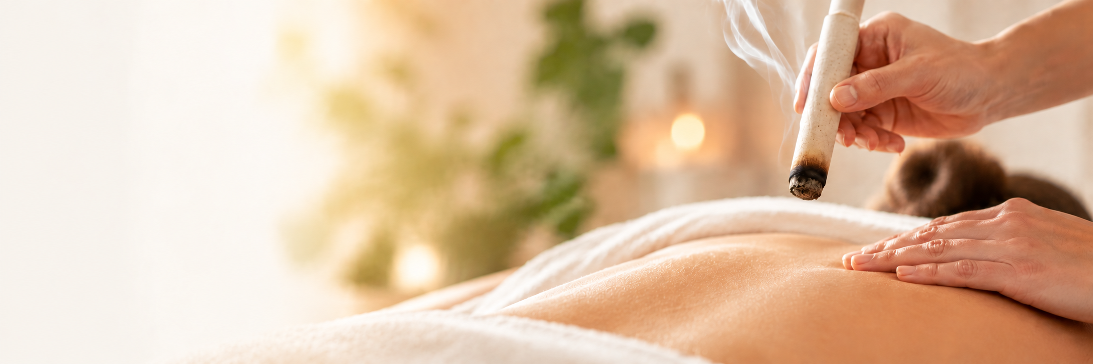 Warme moxabehandeling in de spa